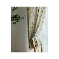 Rideau en coton blanc certifié GOTS 140x240cm 190 GSM à œillets avec imprimés floraux vert et rose pour la décoration d'hôtels de charme