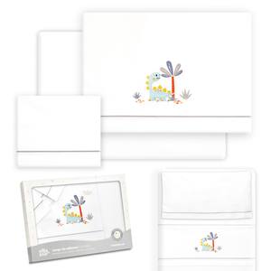 Juego de Sábanas para Bebé de 3 Piezas con Diseño de Dinosaurio y Palmera, 100% Algodón, para Cuna, Técnica de Tejido con Patrón de Dibujos Animados - Product Image 1