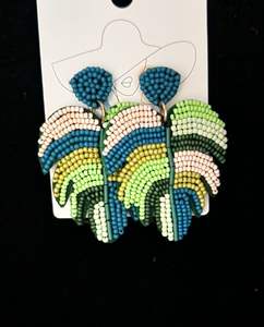 Pendientes colgantes de hoja de arcoíris hechos a mano a la moda bordado con cuentas de fantasía Multicolor hermosa moda Unisex elegante - Product Image 4