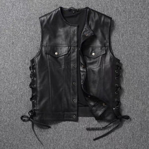 NUEVO Chaleco de Motocicleta para Hombre, 100% Algodón, Cuello en V, Corte Ajustado, Estilo Hip Hop, Ligero, Color Negro - Product Image 1