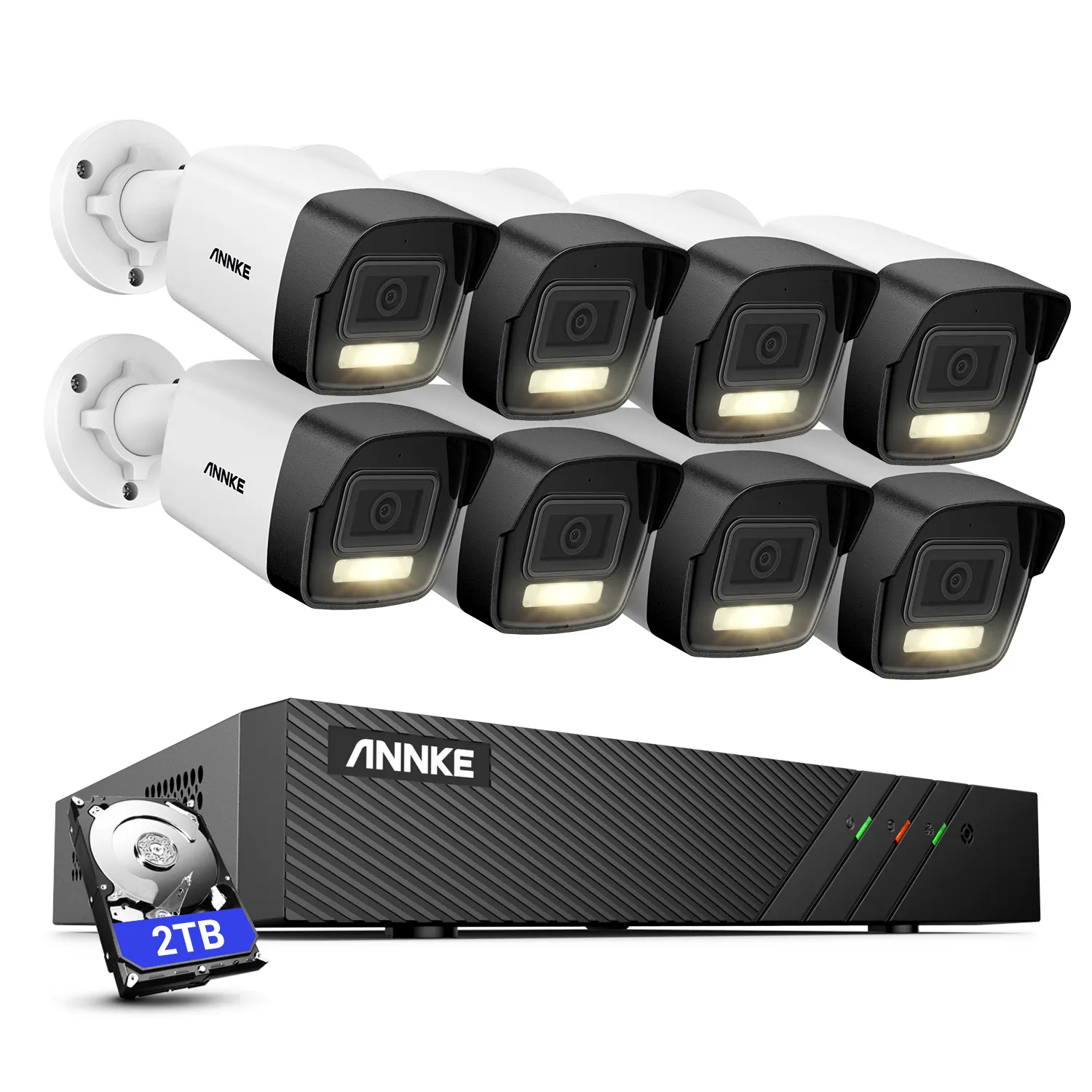 ANNKE kamera keamanan H.265 + 6MP 8CH PoE NVR sistem 8 buah 3k AI & Smart lampu ganda IP67 kamera IP PoE tahan air dengan HDD 2TB