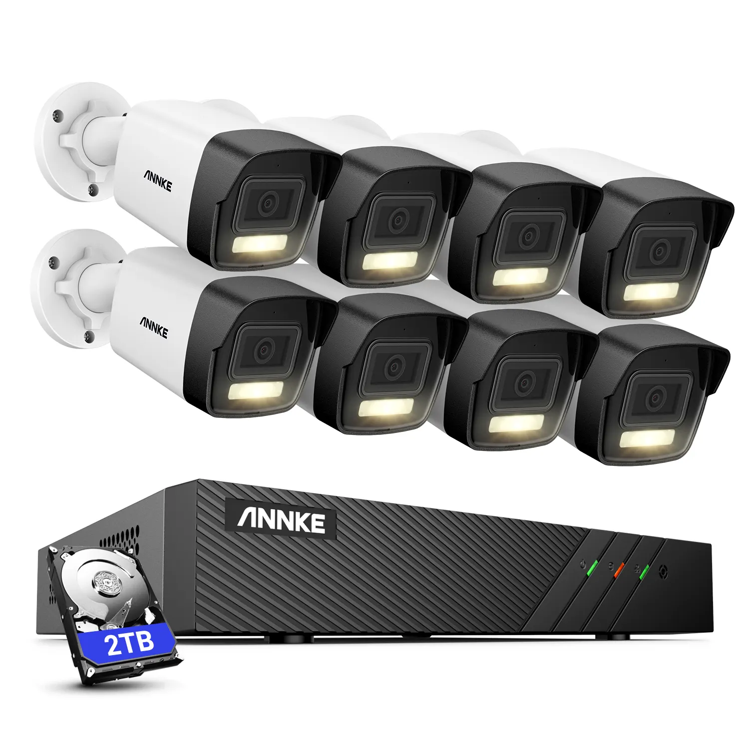 Annke H.265 + 6mp 8ch Poe Nvr Beveiligings Camera Systeem 8 Stuks 3K Ai & Smart Dual Light Ip67 Waterdichte Poe Ip Camera Met 2Tb Hdd