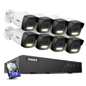 ANNKE H.265 + 6MP 8CH PoE NVR güvenlik kamera sistemi 8 adet 3k AI & akıllı çift işık IP67 su geçirmez PoE IP kamera ile 2TB HDD