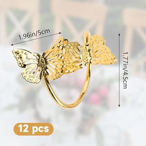 Hebillas de anillo de servilleta de Metal de mariposa doble para tocar a las cenas, decoración de mesa perfecta de alta calidad, impresiona a tus invitados - Product Image 2