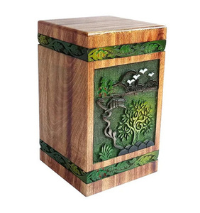 Urnes en bois de style américain moderne faites à la main de super qualité Urnes décoratives de crémation pour hommes et femmes adultes Fournitures funéraires - Product Image 1