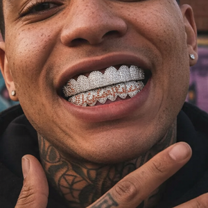 Iced Out 925 Sterling <b>Silver</b> Grillz Set Moissanite <b>Diamond</b> Hip Hop <b>Teeth</b> Custom Top Bottom Grillz Statement For Unisex - Product Image 1