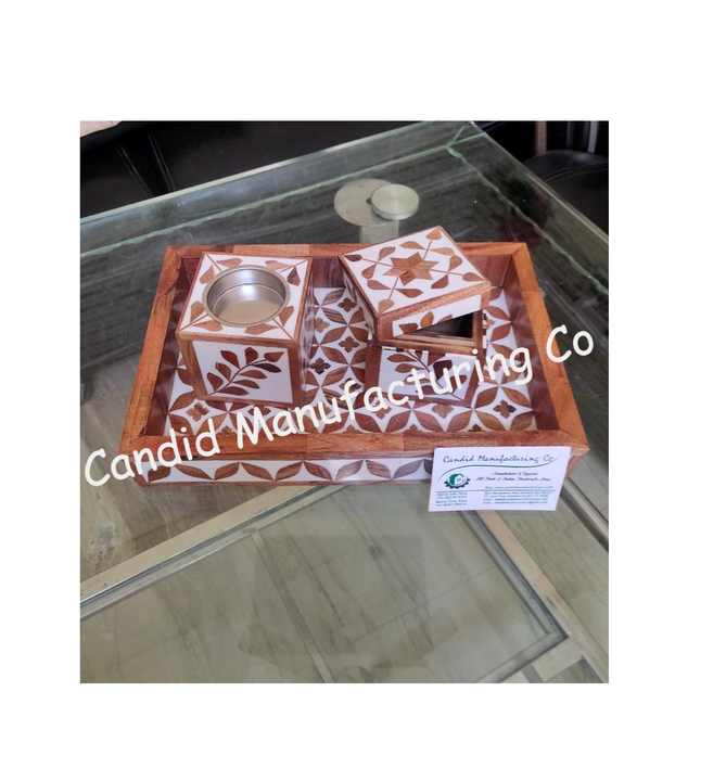 Cheap Price Gift for Eid Gift New Design Mother of Pearl Round Serving Tray Ramadan Gifts MOP Tray With Mobkhar and MOP Box Set