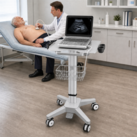 Chariot médical à ultrasons portable, support en alliage d'aluminium réglable en hauteur avec 4 roues silencieuses