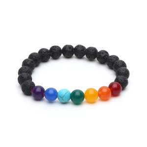NOVAMART Fine Arihant Gems Jewels 7 Chakra Lava Unisex <b>Bracelet</b> Natural Certified Astrological Crystal Positive Effect for Both - Product Image 2
