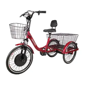 便宜的价格48v 500w 22英寸货物3轮电动自行车锂电池供电成人电动货物三轮车
