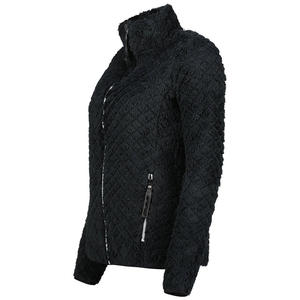 Chaqueta de lana Polar cálida para mujer con cuello levantado y cremallera de lujo, chaqueta cómoda suave de peso pesado especial de invierno con logotipo personalizado - Product Image 4