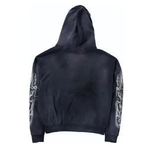 100% Cotton Men's Premium Quality Acid Water Washed <b>Distressed</b> Tracksuit For Man Set Custom Casual Hoodie Sweatpants - Product Image 5