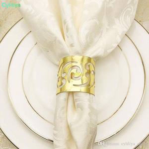 Anneau de serviette carré en métal plaqué or, accessoires décoratifs de table, anneaux de serviette en or Royal - Product Image 6