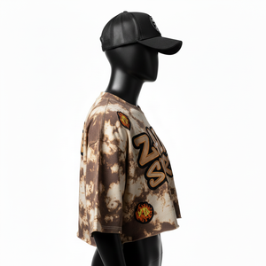 Camiseta corta de algodón premium para mujer, 180 GSM, teñido anudado, tela suave y transpirable con logotipo bordado, camiseta para mujer - Product Image 3