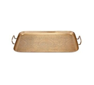 Bandeja de servicio de metal de cobre hecha a mano de diseño decorativo de alta calidad Fabricante de bandeja de servicio de mesa de metal pulido de cobre personalizado - Product Image 5