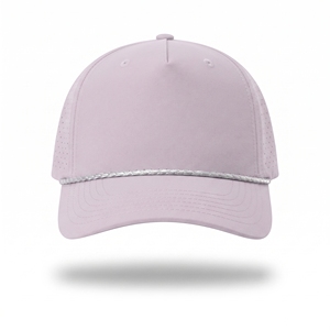 Casquette de baseball perforée unisexe violet clair à 5 panneaux, respirante, vente en gros, logo personnalisé, haute qualité, OEM ODM, faible MOQ - Product Image 1