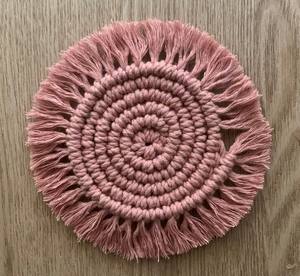 Hand Woven Round Shape Macrame Coaster with Tassels for Coffee Mug Plant or Candle-Mats & <b>Pads</b> - Product Image 3