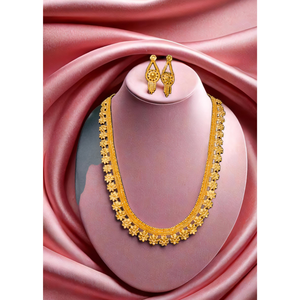 Les femmes portent collier boucles d'oreilles ensemble de bijoux par les exportateurs Ensemble collier boucles d'oreilles 22K plaqué or à la main - Product Image 1