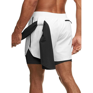 Short de sport, course pour hommes, marathon, athlétisme, séchage rapide, doublé anti-fuite, short de gym à double couche - Product Image 2