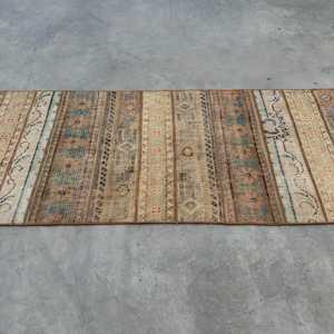 2.7x9.8 ft Turkish Rug, Vintage Rug, <b>Brown</b> Animal Print <b>Wool</b> Rug - Product Image 3