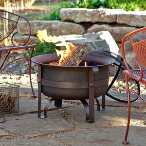 Large outdoor <b>fire</b> pit in iron with curved design and safe antique legs ideal for peaceful cold <b>fire</b> nights - Product Image 4