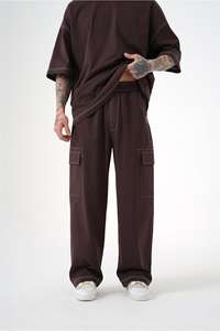 Servicio OEM personalizado de gran tamaño de algodón pesado de los hombres personalizados básicos nuevos pantalones de Jogger negro Premium oferta al por mayor tendencia 2024 calidad - Product Image 6