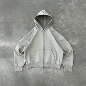 Sweats à capuche personnalisés pour hommes, poids lourd, 500 GSM, coton mélangé, respirant, de haute qualité, sweats à capuche vierges à fermeture éclair pour hommes - Product Image 5
