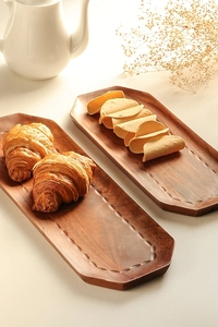 Plateau de service en bois de manguier de meilleure conception Plateau en bois doré et brun - Product Image 3