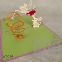 Tarjeta Pop-Up 3D de Tinker Bell, Diseño Kirigami Hecho a Mano, Tradicional para San Valentín, Cumpleaños, Año Nuevo, Recuerdo