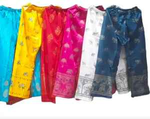 กางเกงพาลาซโซพิมพ์ลายพื้นเมืองผ้าเรยอนสำหรับผู้หญิงเอวยางยืดสไตล์กลางเอวยางยืดระบายอากาศได้ดีตกแต่งเป็นจีบในฤดูร้อน - Product Image 1