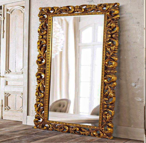 Espejo ondulado moderno de cuerpo entero con marco de madera lisa en acabado de nogal oscuro, decoración minimalista, disponible a precio mayorista - Product Image 6