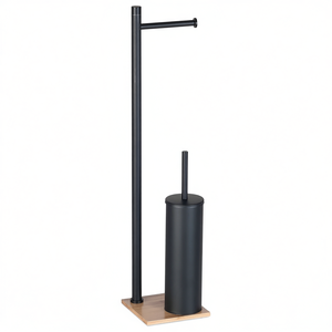Columna de Baño Gedy TANIA de Bambú y Negro 14x14x63cm con Portaescobillas - Product Image 2