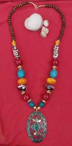 Laq Tibetan Broad Multi Color Bead <b>Long</b> Necklace For Women And Girls Elegant Boho Necklace Ideal For Both Casual & Formal Wear - Product Image 5