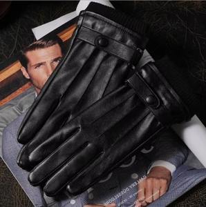 2025 Offre Spéciale noir PU cuir gants d'hiver pour hommes chaud coupe-vent écran tactile capacité Style décontracté avant Logo solide - Product Image 4