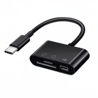 Lecteur de cartes USB C OTG SD TF 3 en 1 pour téléphone Android, ordinateur portable avec clavier filaire pour accéder aux fichiers de bureau