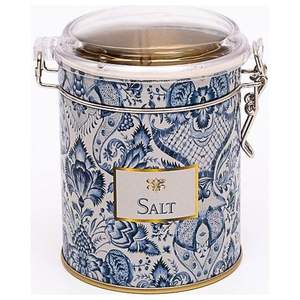 Caja de almacenamiento de Metal con diseño decorativo azul y blanco inspirado en Azulejo, Ø 90x110mm, cierre de alambre, tapa transparente, caja de almacenamiento de bolas de hierro - Product Image 1