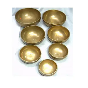 优质级镀铜7种不同曲调歌唱碗脉轮套装金属工艺歌唱碗从印度制造商购买