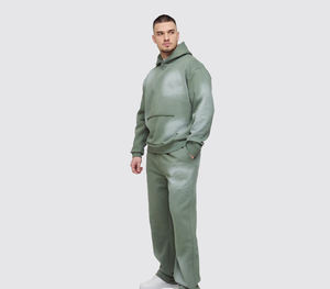 ชุดวอร์มลำลองคุณภาพสูง ผ้าหนา 100% ผ้าฝ้าย ล้างสีแบบ Acid Wash พร้อมฮู้ด สกรีนโลโก้ได้  ชุดวอร์มฤดูหนาวสีซีดแบบซันเฟด - Product Image 1