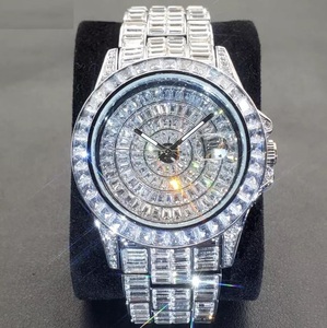 Montre Hip Hop de glace pour hommes de luxe personnalisé Bling diamant simulé argent bracelet en acier inoxydable mouvement à Quartz Style Antique ETA - Product Image 6