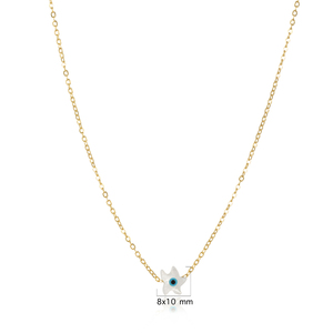 Collar con Dije de Ojo Turco de Nácar, Diseño Moderno, Hecho a Mano, Chapado en Rodio, Joyería de Plata de Ley 925 al por Mayor - Product Image 3