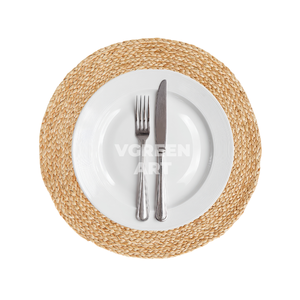 Elegant Handwoven Water Hyacinth <b>Round</b> Charger <b>Placemat</b> for Dining (Available Customization) - Product Image 3