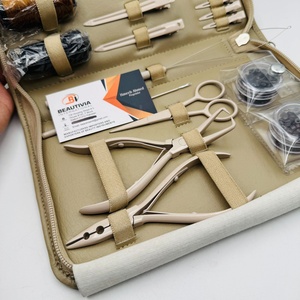 Best Selling Beige Tools Hair Extension Set with Beige Case and Private Label Micro link and Removal Pliers ,Clips <b>Bead</b> & <b>Thread</b> - Product Image 5