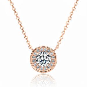 Collier pour femme en argent sterling 925, chaîne à maillons élégante, pendentif rond taille brillant 0,50 CT, pavé complet, diamant moissanite VVS, cadeau - Product Image 3