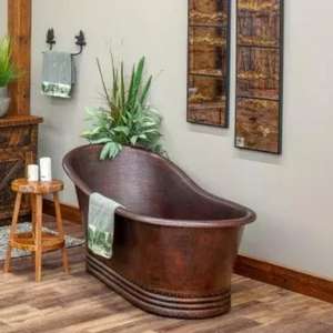 Impresionantes bañeras de cobre antiguas con detalles martillados y acabados rústicos para diseños de baño elegantes y duraderos - Product Image 2