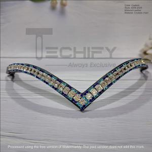 Elegante tocado de cuero en forma de V para caballos Diseño elegante con detalles de cristal para eventos ecuestres y uso de equitación - Product Image 3