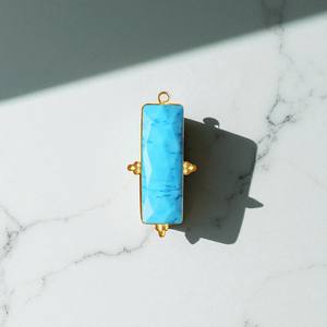 Colgante de piedras preciosas turquesa azul con forma de rectángulo de plata sólida para hacer joyas DIY - Product Image 1
