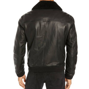 Veste Aviateur Homme en Cuir Véritable avec Col en Peau de Mouton, Style Pilote Bomber, Veste Décontractée avec Col en Fourrure - Product Image 2