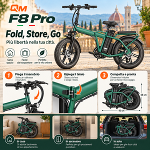 Vélo électrique pliable QM F8 Pro, pneus larges 20x4.0, batterie lithium 35Ah, vélo utilitaire urbain, Bici elettrica - Product Image 5