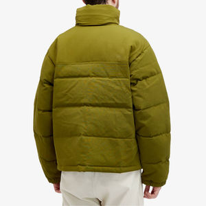 2025 Custom Winter Warm Streetwear Oversized Stand Lightweight Cotton Filled Windproof <b>Waterproof</b> Woolen Puffer <b>Jacket</b> Men Front - Product Image 2