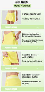 महिला एथलेटिक कैजुअल स्केर्ट हल्के कस्टम टेनिस स्कर्ट के साथ छोटी उच्च कमर वाली योग स्कर्ट - Product Image 3